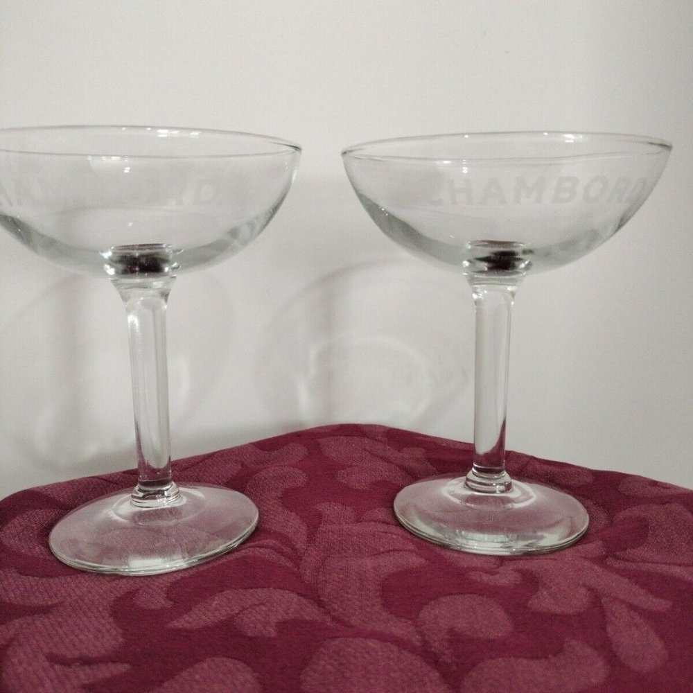 Chambord Glass Raspberry Liqueur Stemmed Crystal Cocktail Cordial Glass Set Of 2